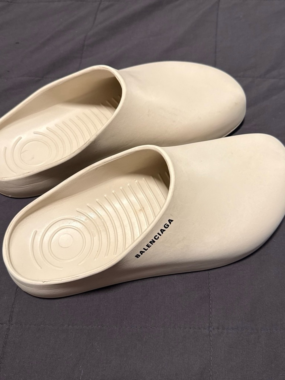 Balenciaga Off-White Slide Clogs with Logo